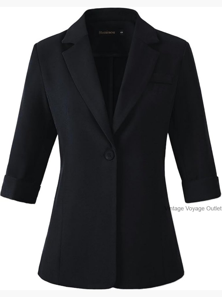 3/4 Sleeve Blazer Business Casual Lightweight Suit Jacket Office Blazer